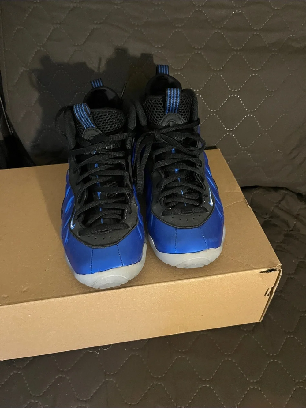 Nike Kids Royal Blue and Black Foamposite-Style Sneakers